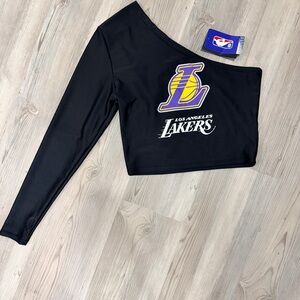 NBA LA Lakers Women's Black One-Shoulder Top